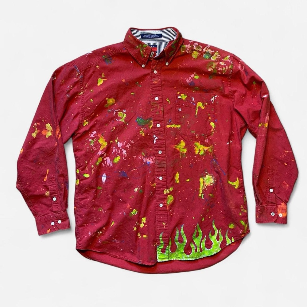 Custom one of one Tommy Hilfiger Paint Splatter Men's Shirt